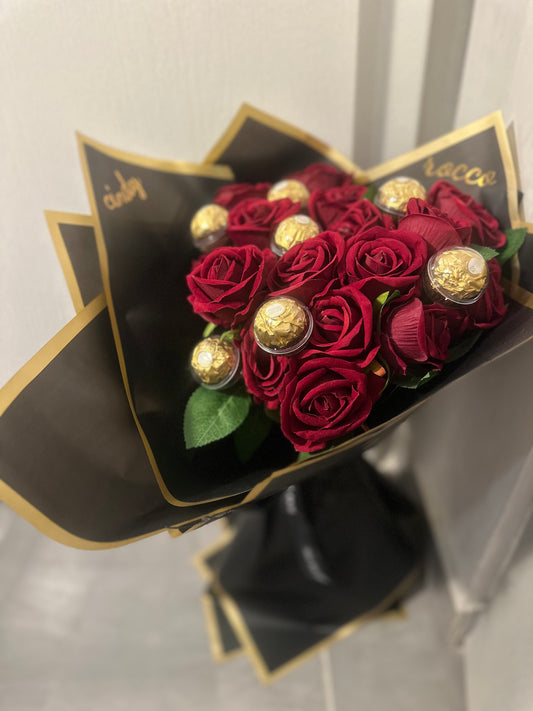 Bouquet Luxe Roses & Chocolats Ferrero Rocher