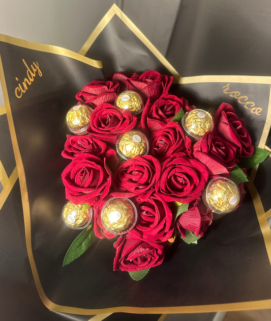 Bouquet Luxe Roses & Chocolats Ferrero Rocher